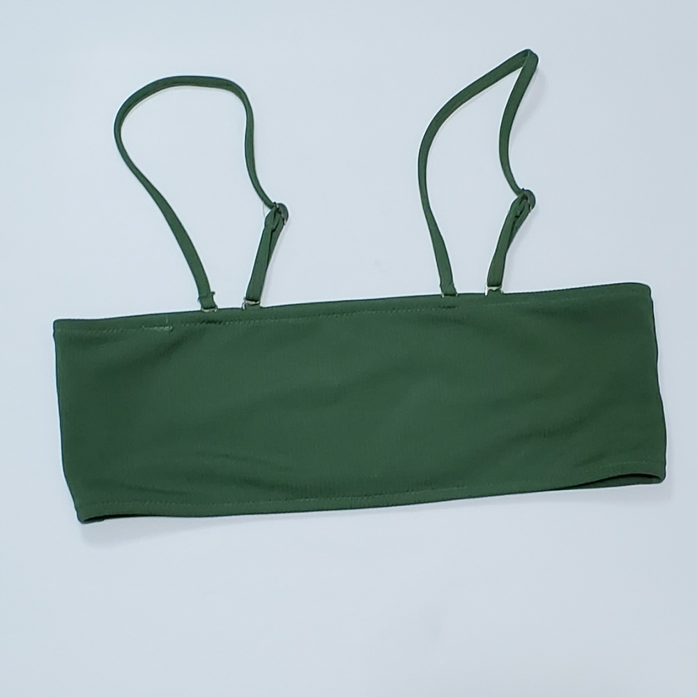 Green Ribbed Bikini Top